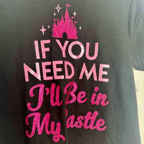 NWT. Disney kids Black T-shirt with pink sparkle "I'll be in my castle" Large - Picture 3 of 8